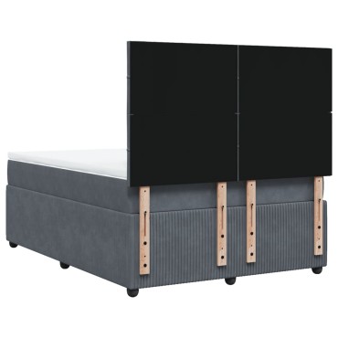 vidaXL Κρεβάτι Boxspring με Στρώμα Σκούρο Γκρι 140x190 εκ. Βελούδινο