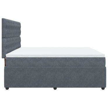 vidaXL Κρεβάτι Boxspring με Στρώμα Σκούρο Γκρι 180x200 εκ. Βελούδινο