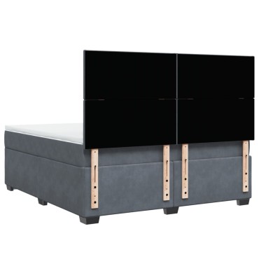 vidaXL Κρεβάτι Boxspring με Στρώμα Σκούρο Γκρι 180x200 εκ. Βελούδινο