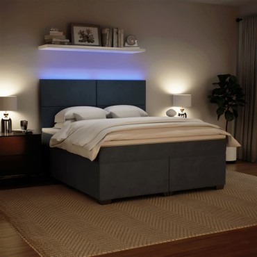 vidaXL Κρεβάτι Boxspring με Στρώμα Σκούρο Γκρι 180x200 εκ. Βελούδινο