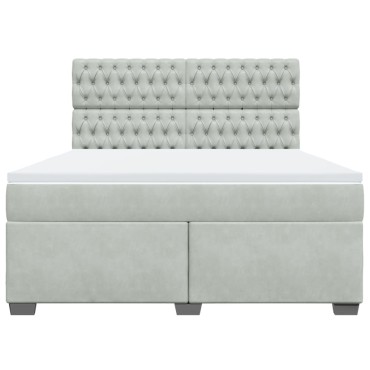vidaXL Κρεβάτι Boxspring με Στρώμα Ανοιχτό Γκρι 180x200 εκ. Βελούδινο