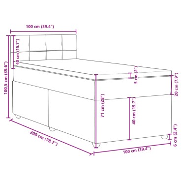 vidaXL Κρεβάτι Boxspring με Στρώμα Σκούρο Καφέ 100x200 εκ. Υφασμάτινο