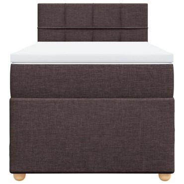 vidaXL Κρεβάτι Boxspring με Στρώμα Σκούρο Καφέ 100x200 εκ. Υφασμάτινο