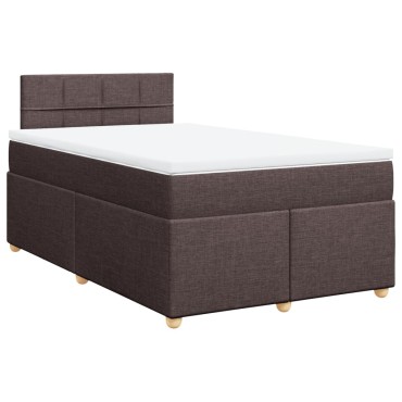 vidaXL Κρεβάτι Boxspring με Στρώμα Σκούρο Καφέ 120x200 εκ. Υφασμάτινο