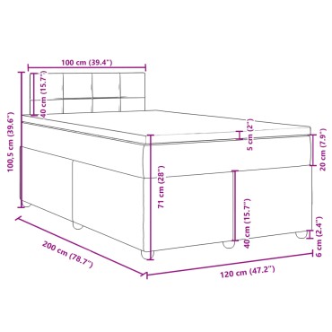 vidaXL Κρεβάτι Boxspring με Στρώμα Σκούρο Καφέ 120x200 εκ. Υφασμάτινο
