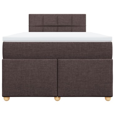 vidaXL Κρεβάτι Boxspring με Στρώμα Σκούρο Καφέ 120x200 εκ. Υφασμάτινο