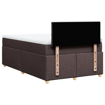 vidaXL Κρεβάτι Boxspring με Στρώμα Σκούρο Καφέ 120x200 εκ. Υφασμάτινο