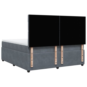 vidaXL Κρεβάτι Boxspring με Στρώμα Σκούρο Γκρι 180x200 εκ. Βελούδινο