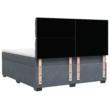 vidaXL Κρεβάτι Boxspring με Στρώμα Σκούρο Γκρι 180x200 εκ. Βελούδινο