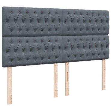 vidaXL Κρεβάτι Boxspring με Στρώμα Σκούρο Γκρι 180x200 εκ. Βελούδινο