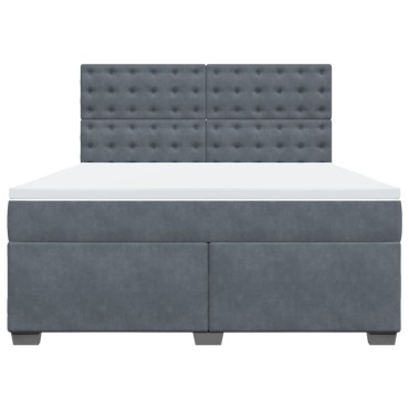 vidaXL Κρεβάτι Boxspring με Στρώμα Σκούρο Γκρι 180x200 εκ. Βελούδινο
