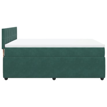 vidaXL Κρεβάτι Boxspring με Στρώμα Σκούρο Πράσινο 160x200εκ. Βελούδινο