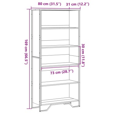 vidaXL Βιβλιοθήκη Καφέ Δρυς 80x31x169cm από Επεξεργασμένο Ξύλο 1 τεμ.