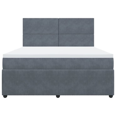 vidaXL Κρεβάτι Boxspring με Στρώμα Σκούρο Γκρι 180x200 εκ. Βελούδινο