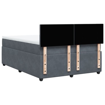 vidaXL Κρεβάτι Boxspring με Στρώμα Σκούρο Γκρι 140x190 εκ. Βελούδινο