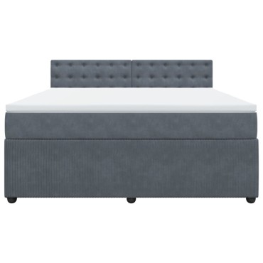 vidaXL Κρεβάτι Boxspring με Στρώμα Σκούρο Γκρι 180x200 εκ. Βελούδινο
