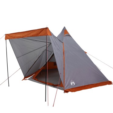 vidaXL Σκηνή Οικογενειακή Tipi 6 Ατόμων Αδιάβροχη Γκρι/Πορτοκαλί