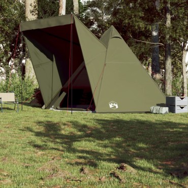 vidaXL Σκηνή Οικογενειακή Tipi 6 Ατόμων Αδιάβροχη Πράσινη Λαδί