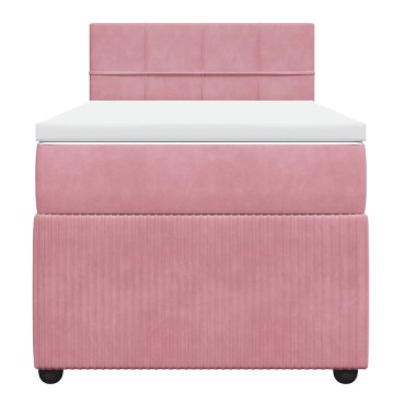 vidaXL Κρεβάτι Boxspring με Στρώμα Ροζ 80 x 200 εκ. Βελούδινο
