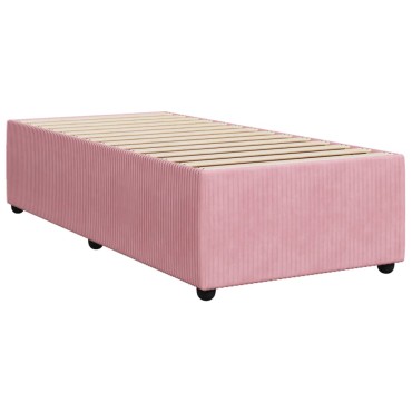 vidaXL Κρεβάτι Boxspring με Στρώμα Ροζ 80 x 200 εκ. Βελούδινο