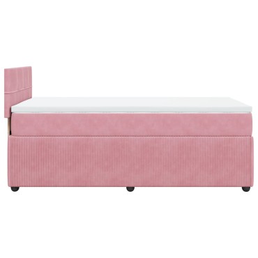 vidaXL Κρεβάτι Boxspring με Στρώμα Ροζ 80 x 200 εκ. Βελούδινο