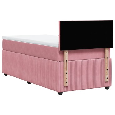 vidaXL Κρεβάτι Boxspring με Στρώμα Ροζ 80 x 200 εκ. Βελούδινο