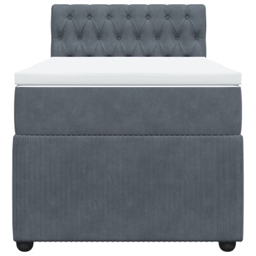 vidaXL Κρεβάτι Boxspring με Στρώμα Σκούρο Γκρι 80x200 εκ. Βελούδινο