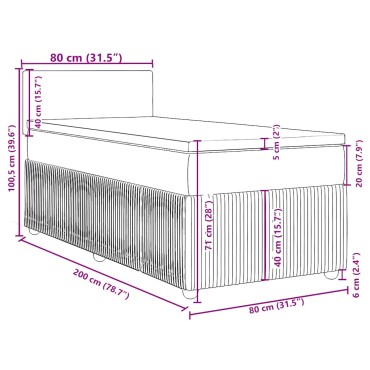 vidaXL Κρεβάτι Boxspring με Στρώμα Σκούρο Γκρι 80x200 εκ. Βελούδινο