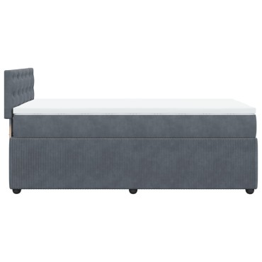 vidaXL Κρεβάτι Boxspring με Στρώμα Σκούρο Γκρι 80x200 εκ. Βελούδινο