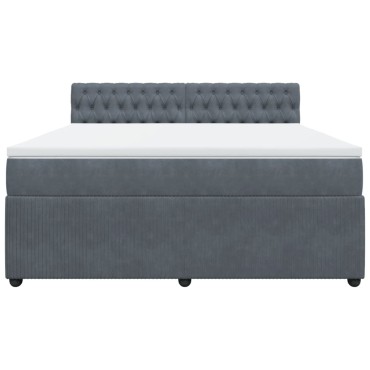 vidaXL Κρεβάτι Boxspring με Στρώμα Σκούρο Γκρι 180x200 εκ. Βελούδινο