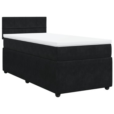 vidaXL Κρεβάτι Boxspring με Στρώμα Μαύρο 80x200cm Βελούδινο 1 τεμ. - Μονό