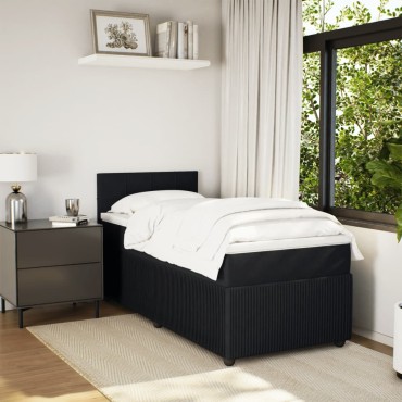 vidaXL Κρεβάτι Boxspring με Στρώμα Μαύρο 80x200cm Βελούδινο 1 τεμ. - Μονό