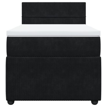 vidaXL Κρεβάτι Boxspring με Στρώμα Μαύρο 80x200cm Βελούδινο 1 τεμ. - Μονό