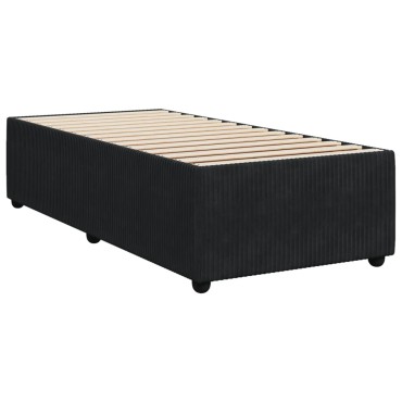 vidaXL Κρεβάτι Boxspring με Στρώμα Μαύρο 80x200cm Βελούδινο 1 τεμ. - Μονό