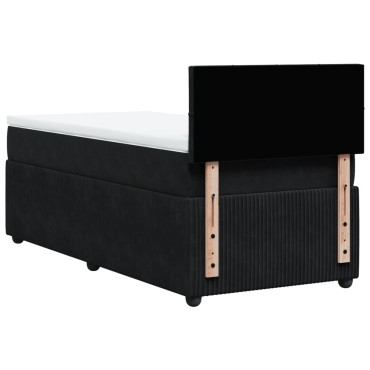 vidaXL Κρεβάτι Boxspring με Στρώμα Μαύρο 80x200cm Βελούδινο 1 τεμ. - Μονό