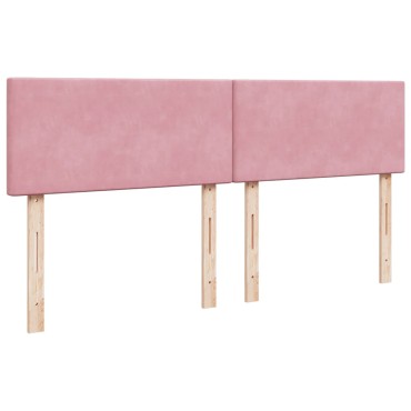 vidaXL Κρεβάτι Boxspring με Στρώμα Ροζ 200x200 εκ. Βελούδινο