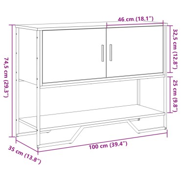 vidaXL Τραπέζι Κονσόλα Μαύρο 100x35x74,5cm από Επεξεργ. Ξύλο 1 τεμ.
