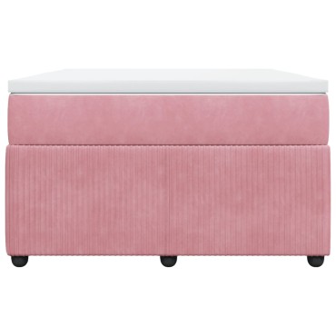 vidaXL Κρεβάτι Boxspring με Στρώμα Ροζ 120x200 εκ. Βελούδινο