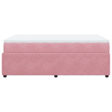 vidaXL Κρεβάτι Boxspring με Στρώμα Ροζ 120x200 εκ. Βελούδινο