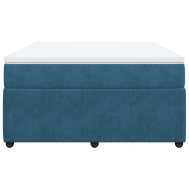 vidaXL Κρεβάτι Boxspring με Στρώμα Σκούρο Μπλε 140x190 εκ. Βελούδινο