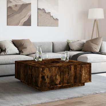vidaXL Τραπεζάκι Σαλονιού Καπνιστή Δρυς 100x100x40cm Επεξεργασμ. Ξύλο 1 τεμ.