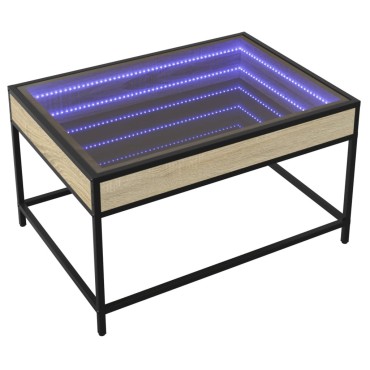 vidaXL Τραπεζάκι Σαλονιού Άπειρο Φως LED Sonoma Δρυς 70x50x41cm 1 τεμ.