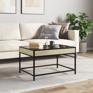 vidaXL Τραπεζάκι Σαλονιού Άπειρο Φως LED Sonoma Δρυς 70x50x41cm 1 τεμ.