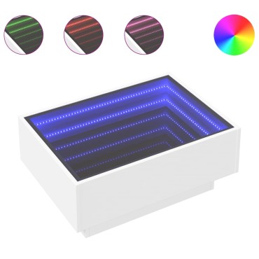 vidaXL Τραπεζάκι Σαλονιού με LED Λευκό 70x50x30cm Επεξεργασμένο Ξύλο 1 τεμ.