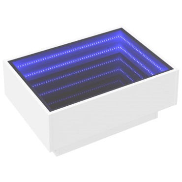 vidaXL Τραπεζάκι Σαλονιού με LED Λευκό 70x50x30cm Επεξεργασμένο Ξύλο 1 τεμ.