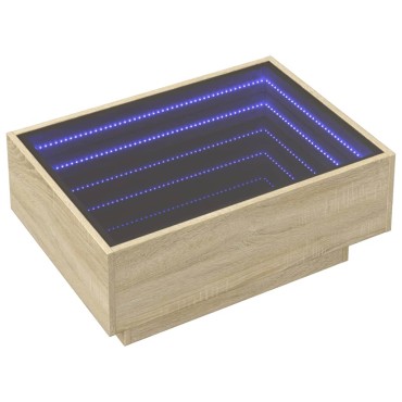 vidaXL Τραπεζάκι Σαλονιού με LED Δρυς 70x50x30cm Επεξεργασμένο Ξύλο 1 τεμ.
