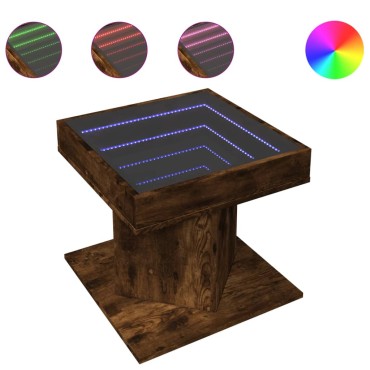 vidaXL Τραπεζάκι Σαλονιού με LED Δρυς 50x50x45cm Επεξεργασμένο Ξύλο 1 τεμ.