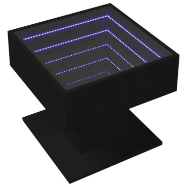 vidaXL Τραπεζάκι Σαλονιού με LED Μαύρο 50x50x45cm Επεξεργασμένο Ξύλο 1 τεμ.