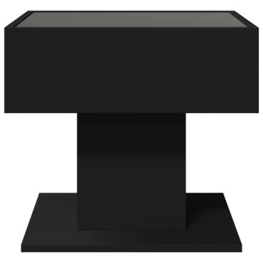 vidaXL Τραπεζάκι Σαλονιού με LED Μαύρο 50x50x45cm Επεξεργασμένο Ξύλο 1 τεμ.