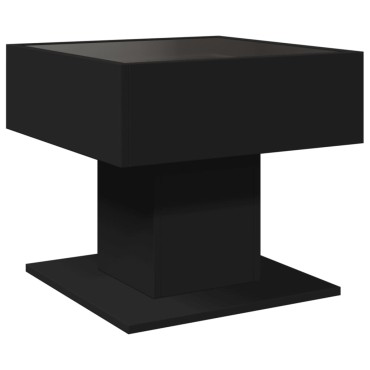 vidaXL Τραπεζάκι Σαλονιού με LED Μαύρο 50x50x45cm Επεξεργασμένο Ξύλο 1 τεμ.